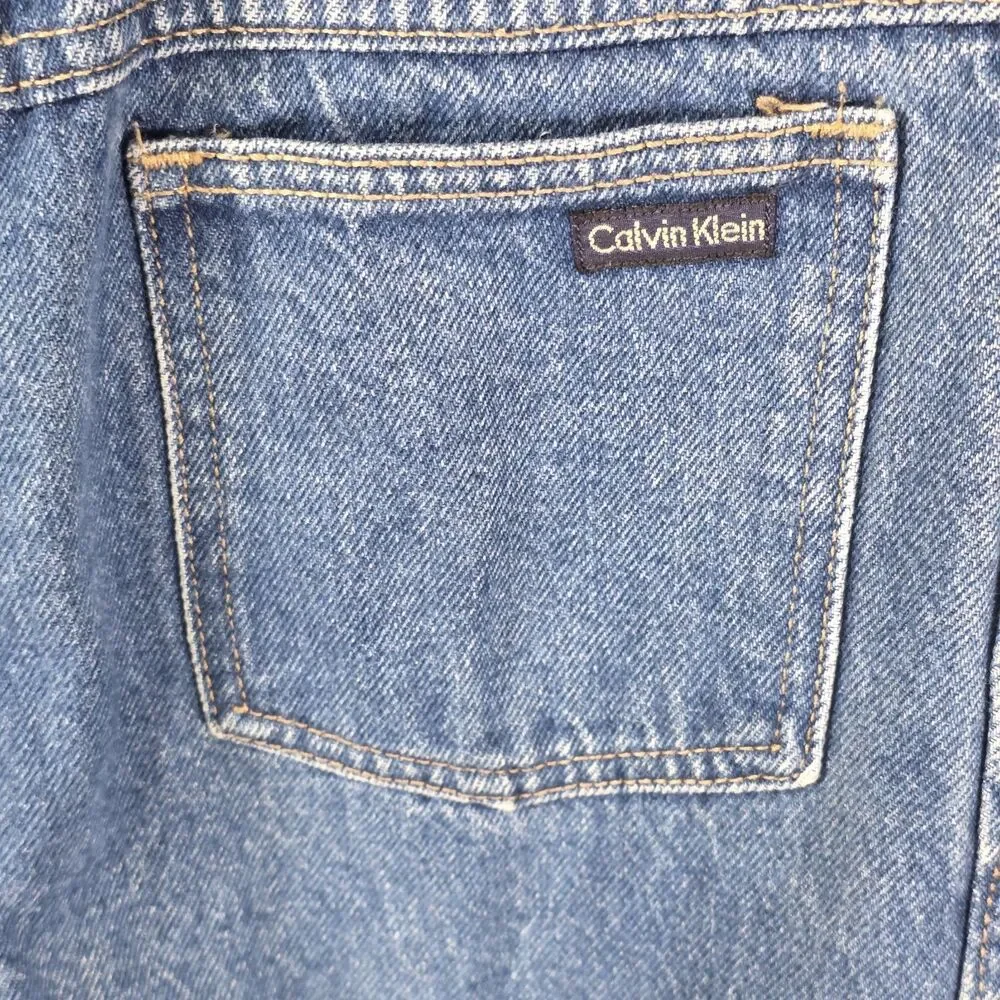 Vtg Calvin Klein Women's Sz 7 Blue High-Rise Straight Leg Denim Jeans